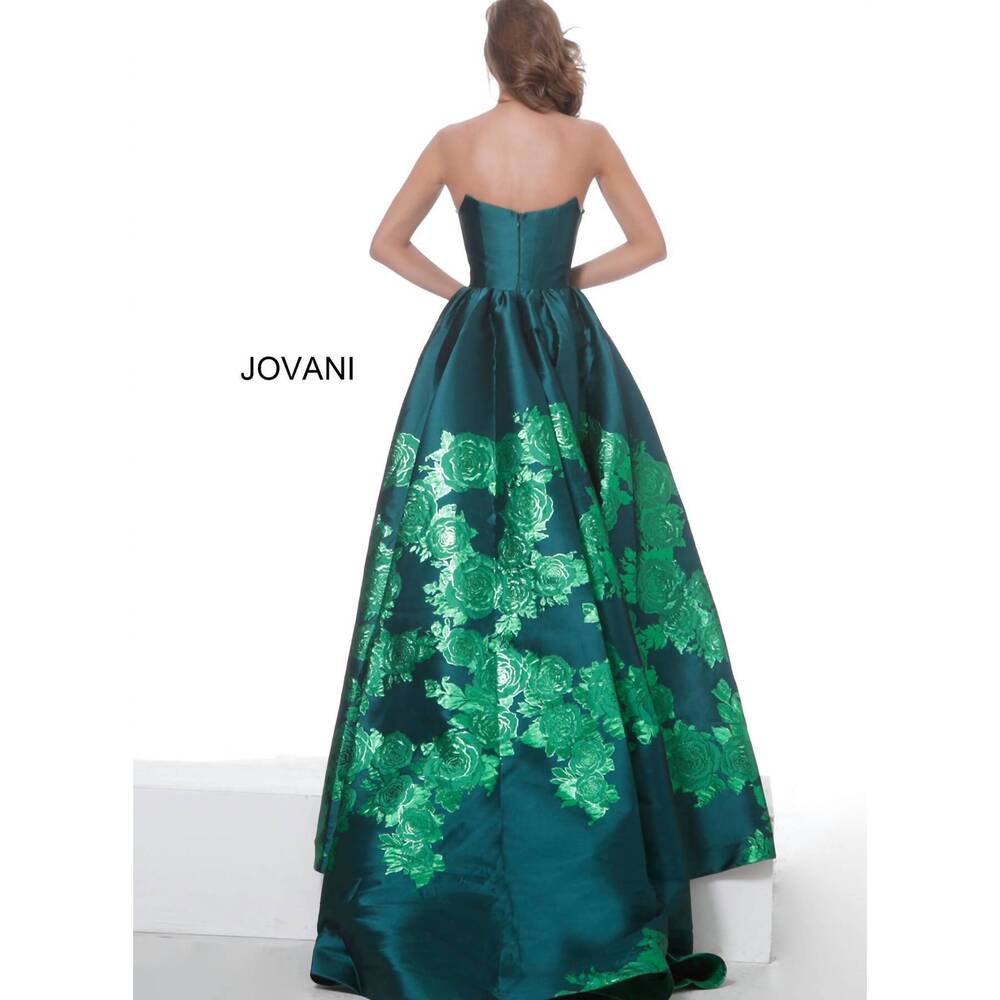 NEW JOVANI strapless floral prom gown in green - Picture 3 of 3